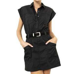 Pistola Anthropologie Rosie Black Smocked Mini Dress Utility Size Small Cotton